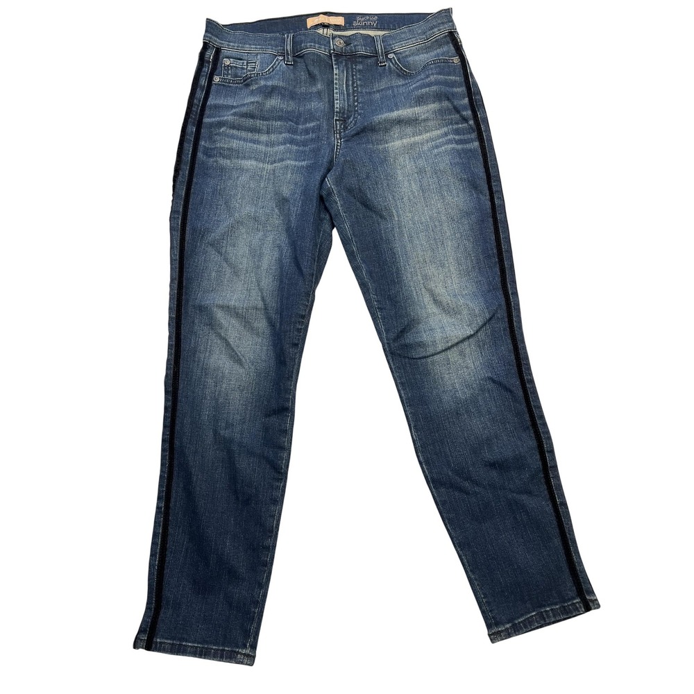 7 For All Mankind Jeans Womens 31 Blue The Ankle Skinny‎ b(air) Side Stripe